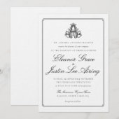 Black "A" Monogram Wedding Invitation Kaart (Voorkant / Achterkant)