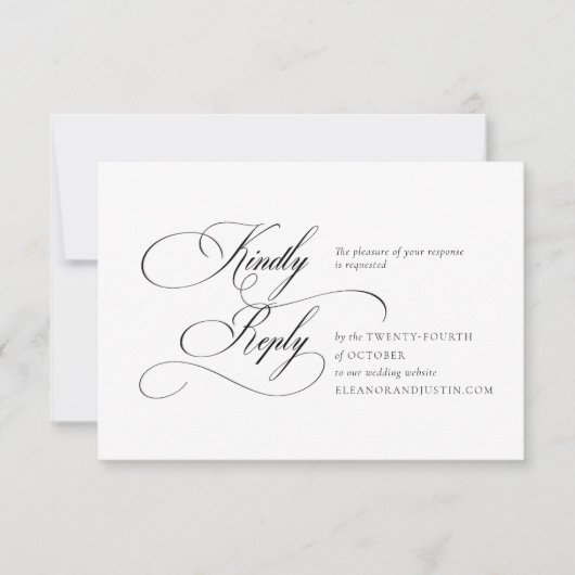 Black "A" Monogram Wedding RSVP Card Kaartje (Voorkant)