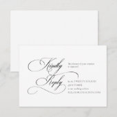 Black "A" Monogram Wedding RSVP Card Kaartje (Voorkant / Achterkant)