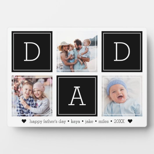 Black | Aangepast Kinder fotocollage DAD Fotoplaat (voorkant)