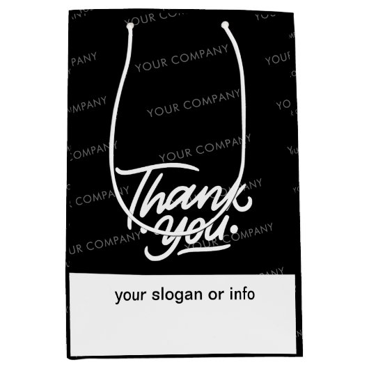 Black | Aangepaste naam Business Hartelijk dank Medium Cadeauzakje (Voorkant)