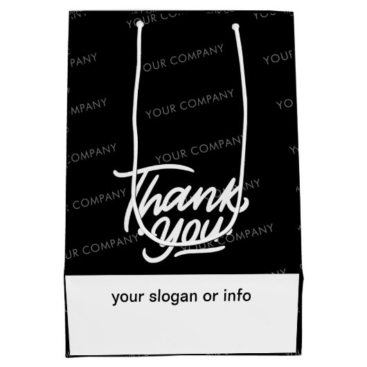 Black | Aangepaste naam Business Hartelijk dank Medium Cadeauzakje (Achterkant)