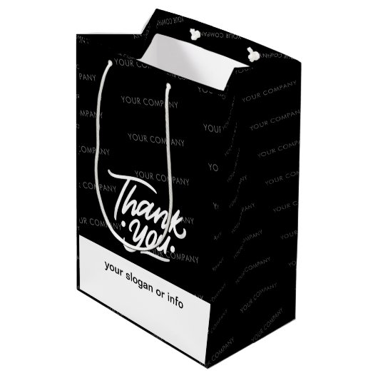 Black | Aangepaste naam Business Hartelijk dank Medium Cadeauzakje (Achterkant Gekanteld)