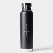 Black | Aangepaste naam monogram script Stijlvol Waterfles (Links)