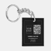 Black | Aangepaste QR-code Business Logo Social Me Sleutelhanger (Voorkant Links)