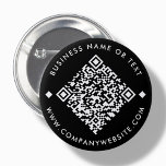 Black | Aangepaste zakelijke QR-code Button<br><div class="desc">QR Code knoppenspeld,  met een zwarte achtergrond. Om een nieuwe QR-code op het ontwerp te genereren,  voegt u uw website-URL of social media-handle toe in de functie "personaliseer deze sjabloon".</div>