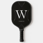 Black Abstract Custom Text Name Pickleball Paddle (Voorkant)