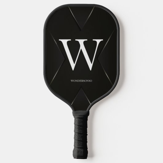 Black Abstract Custom Text Name Pickleball Paddle (Achterkant)