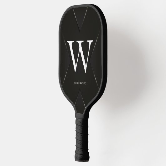 Black Abstract Custom Text Name Pickleball Paddle (Links)