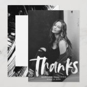 Black | Abstract Foto Afstuderen Hartelijk dank Bedankkaart (Voorkant / Achterkant)