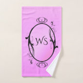 Black Accent op roze monogram Bad Handdoek (Handdoek)