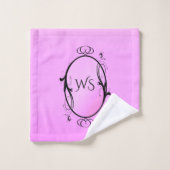Black Accent op roze monogram Bad Handdoek (Wasdoekje)