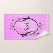 Black Accent op roze monogram Bad Handdoek (Handdoek)
