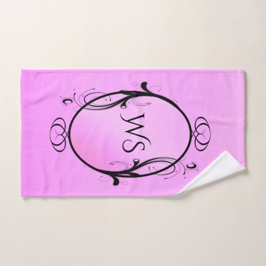 Black Accent op roze monogram Bad Handdoek (Handdoek)