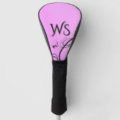 Black Accent op roze monogram Golfheadcover (Voorkant)