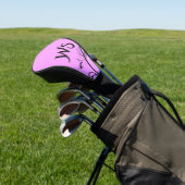 Black Accent op roze monogram Golfheadcover (Insitu)