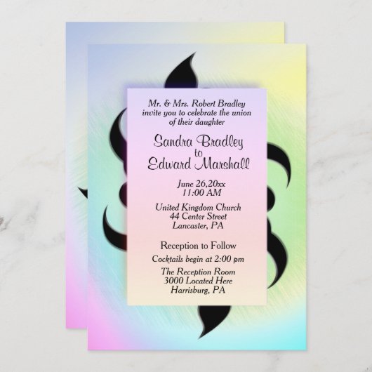 Black Accents on Rainbow Wedding Invitation Kaart (Voorkant / Achterkant)