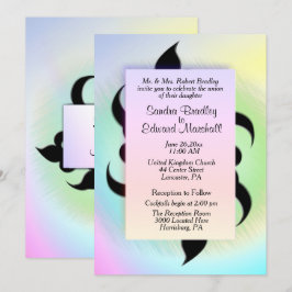 Black Accents on Rainbow Wedding Invitation Kaart
