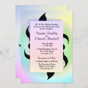 Black Accents on Rainbow Wedding Invitation Kaart