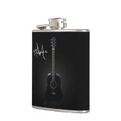 Black Acoustic Guitar Monogram Music Flask Heupfles (Links)
