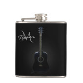 Black Acoustic Guitar Monogram Music Flask Heupfles (Voorkant)