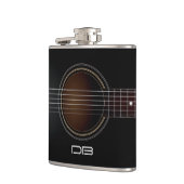 Black Acoustic Guitar Monogram Music Flask Heupfles (Links)