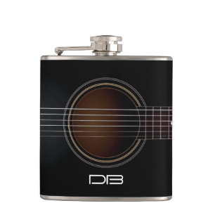 Black Acoustic Guitar Monogram Music Flask Heupfles