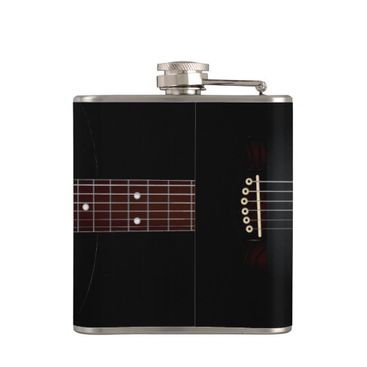 Black Acoustic Guitar Monogram Music Flask Heupfles (Achterkant)