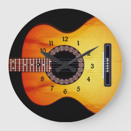 Black Acoustic Guitar Round Grote Klok