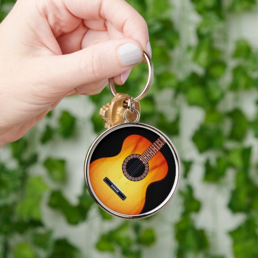 Black Acoustic Guitar Sleutelhanger (Hand)