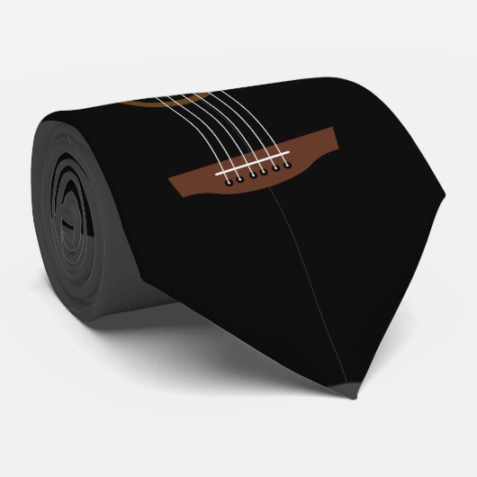 Black Acoustic Guitar Stropdas (Opgerold)