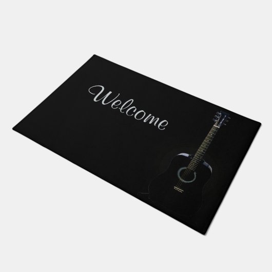 Black Acoustic Guitar Welcome Mat Deuren Mat (Schuin)