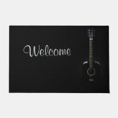 Black Acoustic Guitar Welcome Mat Deuren Mat (Voorkant)