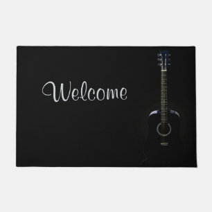 Black Acoustic Guitar Welcome Mat Deuren Mat