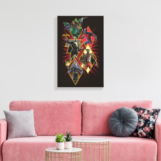 Black Adam Character Diamond Burst Graphic Canvas Afdruk (Insitu (Woonkamer))