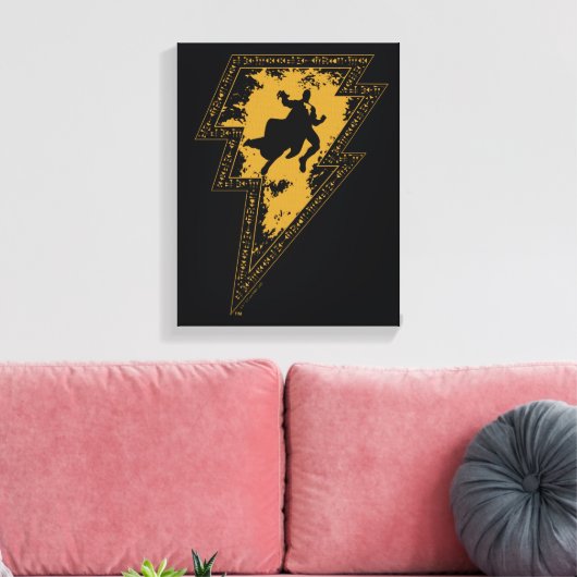 Black Adam Distress Lightning Bolt Canvas Afdruk (Insitu (Woonkamer))