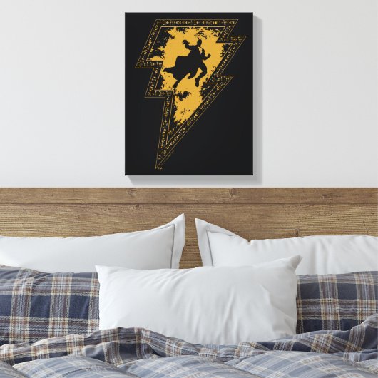 Black Adam Distress Lightning Bolt Canvas Afdruk (Insitu (Slaapkamer))