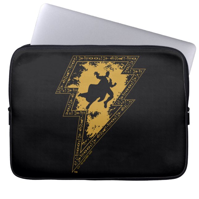 Black Adam Distress Lightning Bolt Laptop Sleeve (Voorkant)