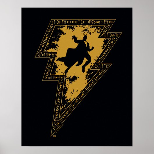 Black Adam Distress Lightning Bolt Poster (Voorkant)