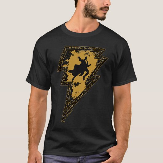 Black Adam Distressed Lightning Bolt Graphic T-shirt (Voorkant)