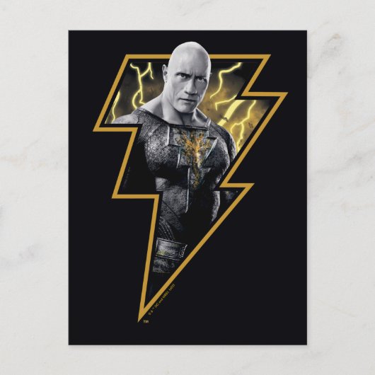Black Adam Gray and Gold Lightning Graphic Briefkaart (Voorkant)