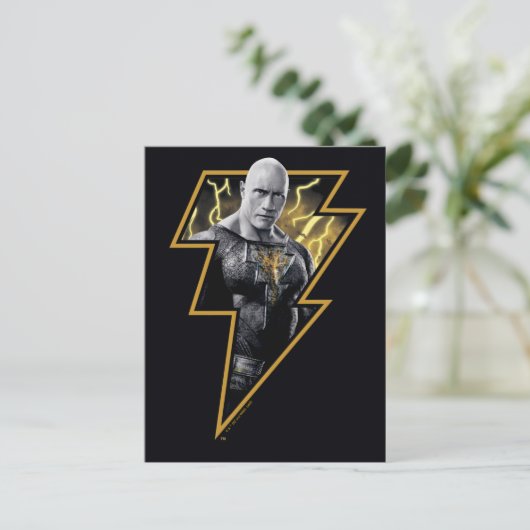 Black Adam Gray and Gold Lightning Graphic Briefkaart (Staand voorkant)