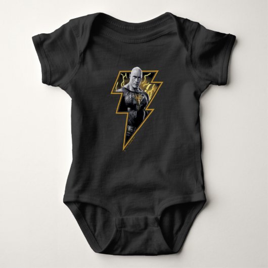 Black Adam Gray and Gold Lightning Graphic Romper (Voorkant)
