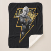 Black Adam Gray and Gold Lightning Graphic Sherpa Deken (Voorkant)