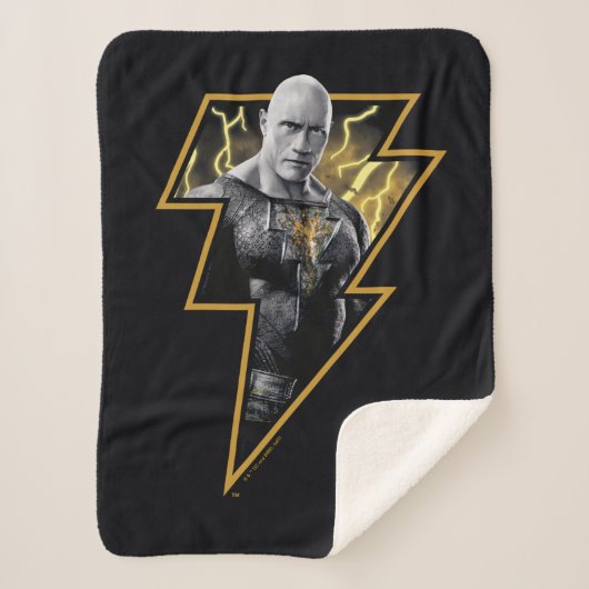 Black Adam Gray and Gold Lightning Graphic Sherpa Deken (Voorkant)