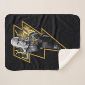 Black Adam Gray and Gold Lightning Graphic Sherpa Deken (Voorkant (horizontaal))
