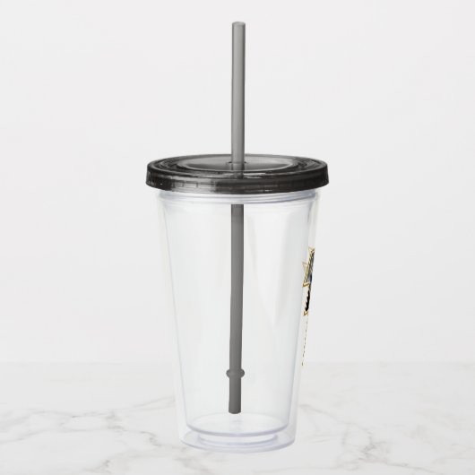 Black Adam Grey en Gold Lightning Graphic Acryl Drinkbeker (Rechts)