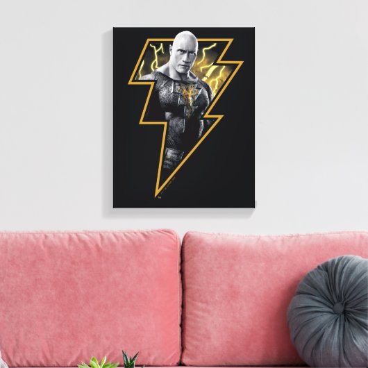 Black Adam Grey en Gold Lightning Graphic Canvas Afdruk (Insitu (Woonkamer))