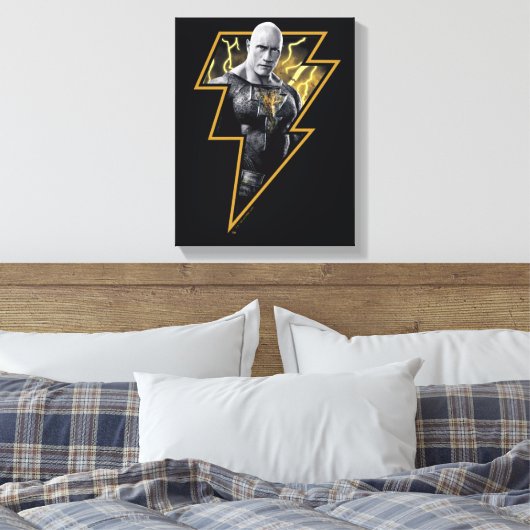 Black Adam Grey en Gold Lightning Graphic Canvas Afdruk (Insitu (Slaapkamer))