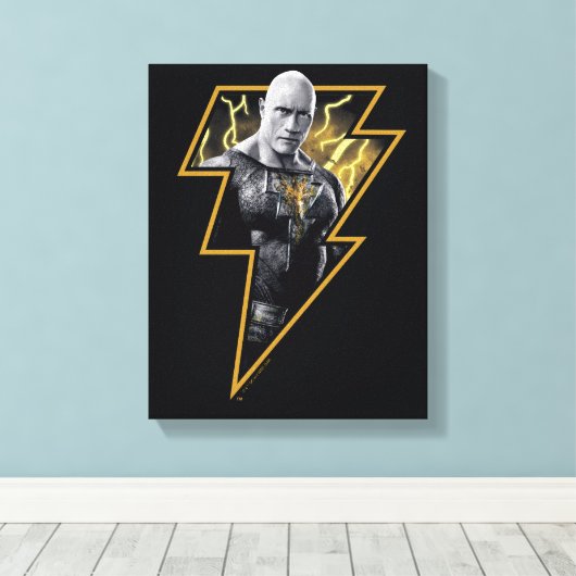 Black Adam Grey en Gold Lightning Graphic Canvas Afdruk (Insitu (Houten vloer))
